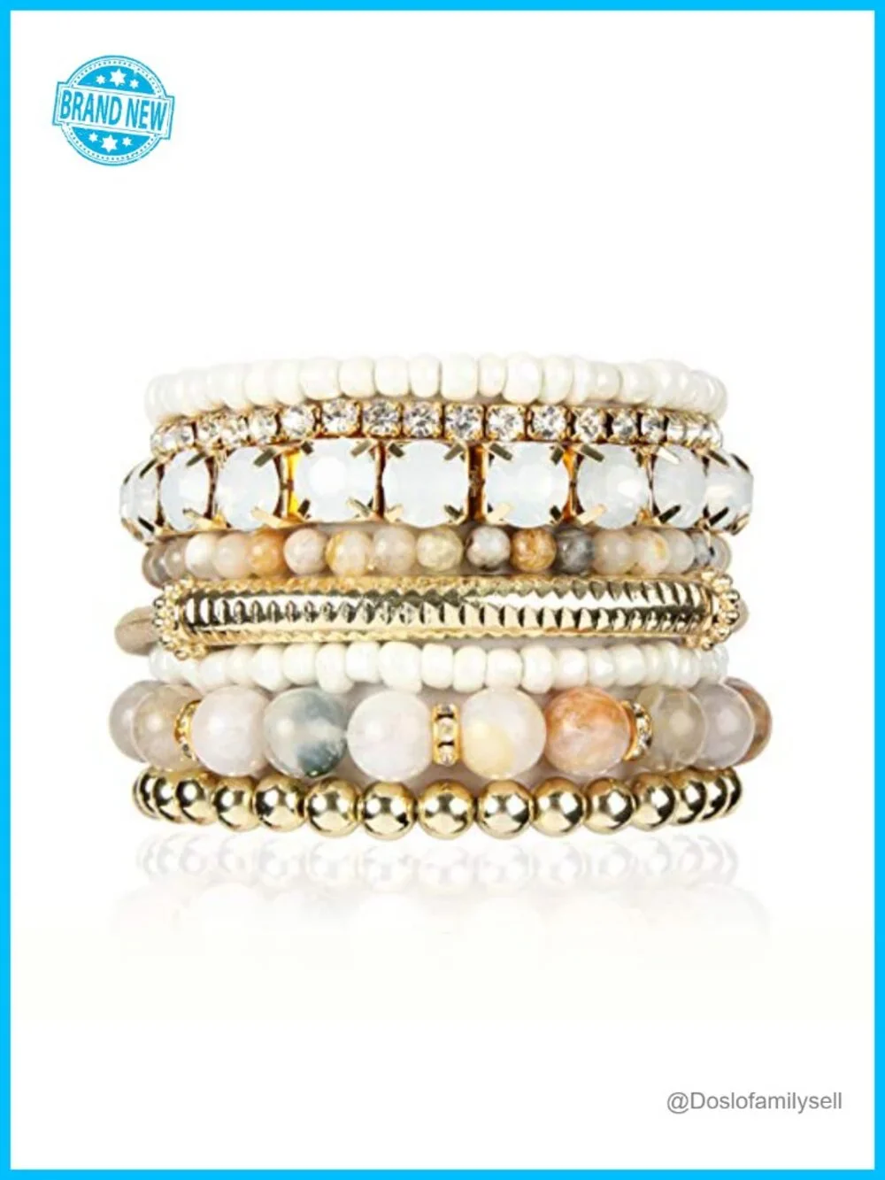 Stretch Beaded Stackable Bracelets Layering Wrap Bangles